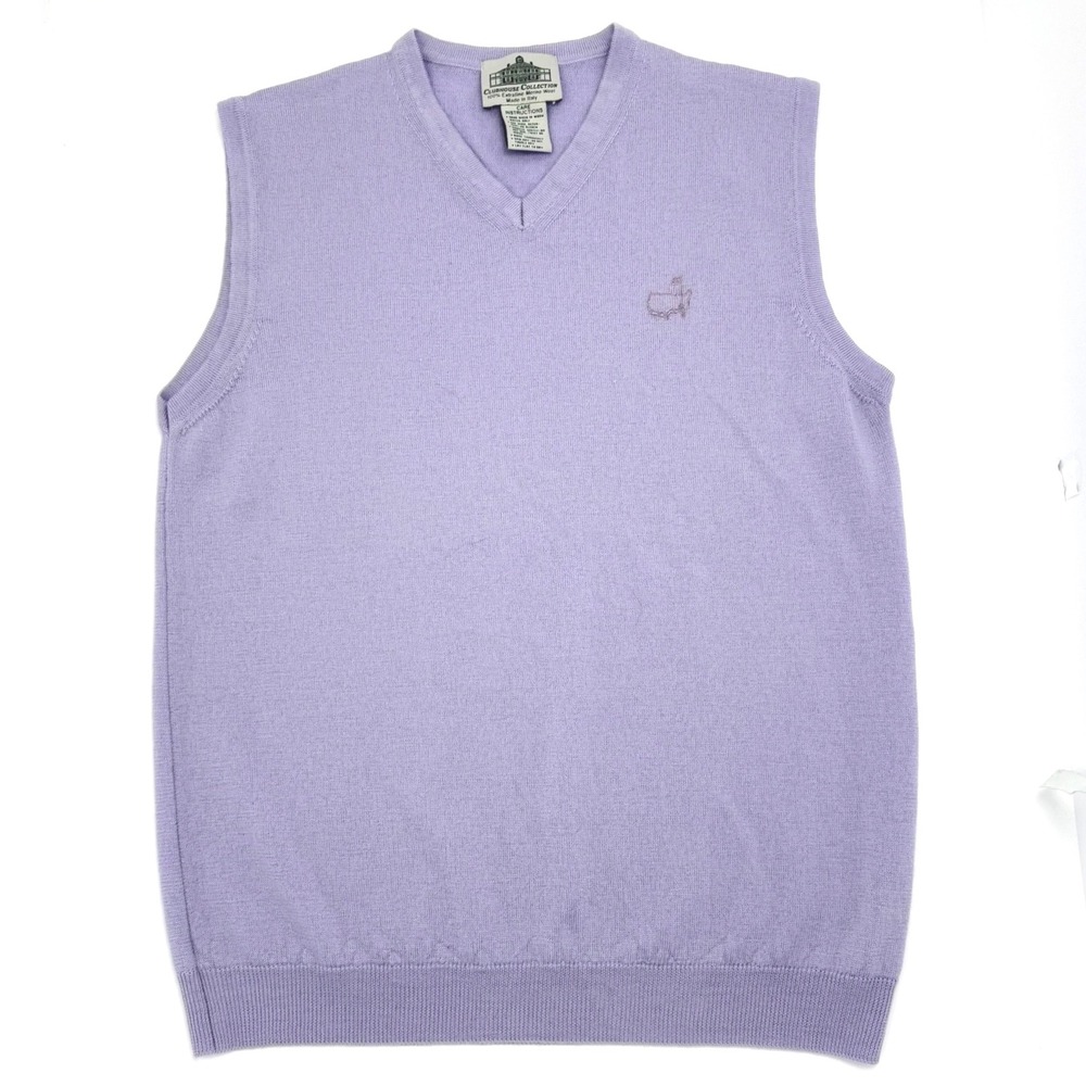 VTG Womens Masters Golf Sweater Vest M Lavender Purple Merino Wool Made in Italy